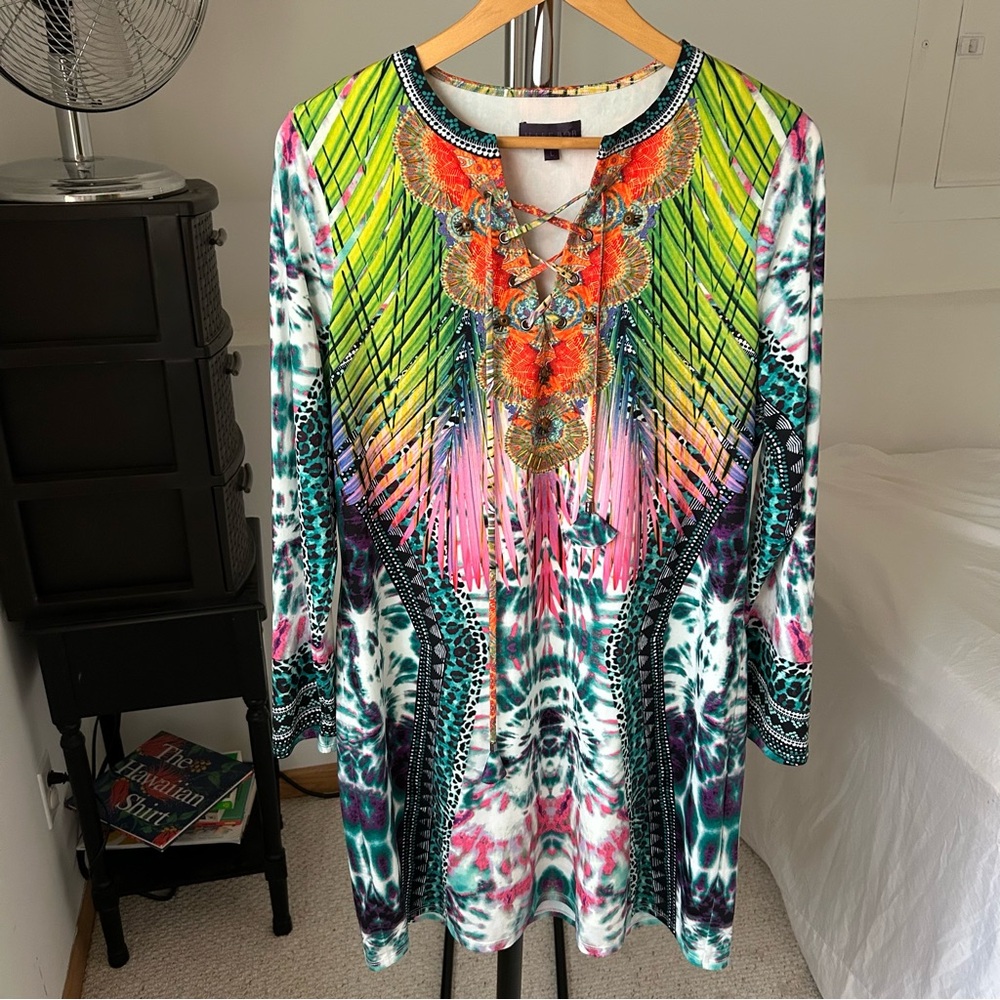 Hale Bob Long Sleeve Midi Dress Large
